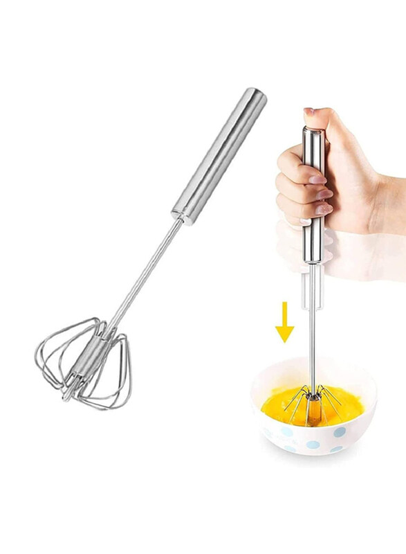 

Markq 11.5-Inch Stainless Steel Semi-Automatic Egg Whisk, Silver