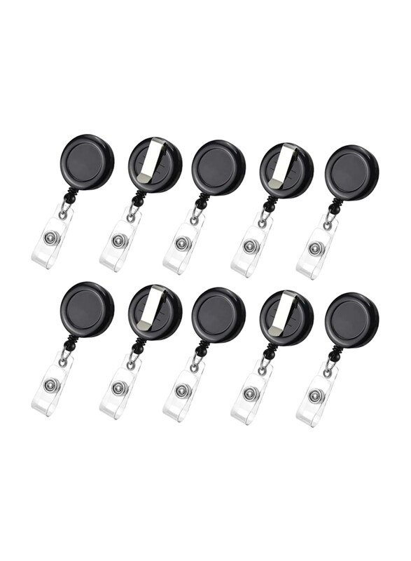 

Markq Retractable Badge Reel with Clip, 10 Pieces, Black