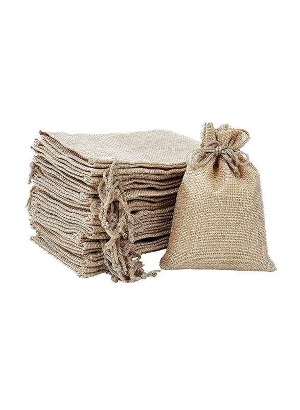 

Markq Burlap Bags with Drawstring, 13 x 18cm, 12 Pieces, Beige