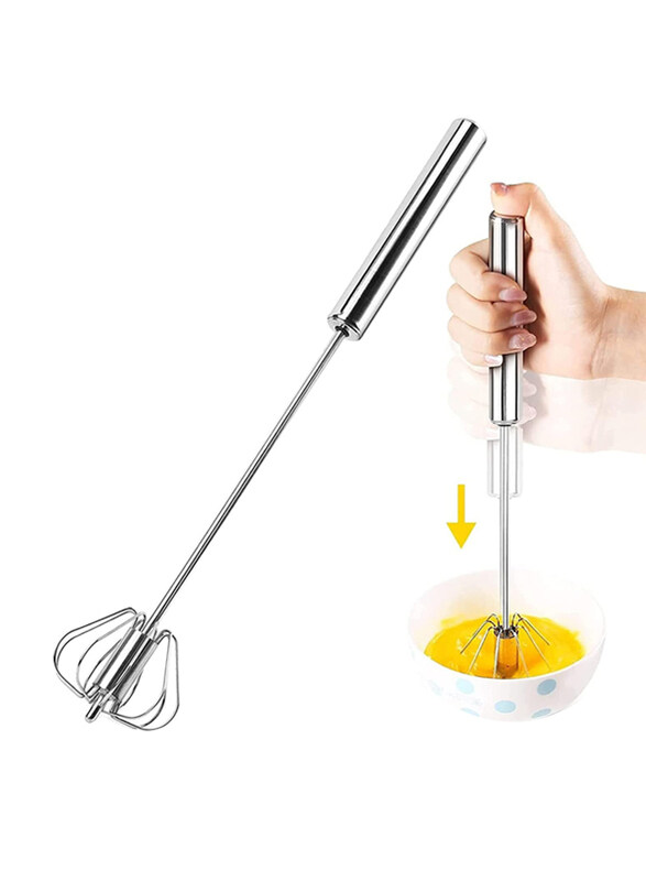 

Markq 14-Inch Stainless Steel Semi-Automatic Egg Whisk, Silver