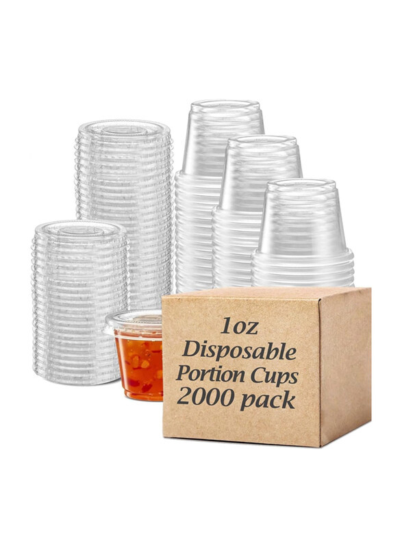 

Markq 1oz Plastic Disposable Portion Cups with Lids, 2000 Pieces, Clear
