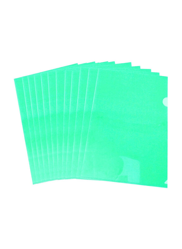 

Markq A4 Plastic L-Type Folders, 12 Piece, Green