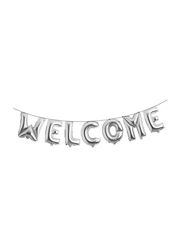 

Markq Welcome Balloon Banner, 16 Inch, Silver