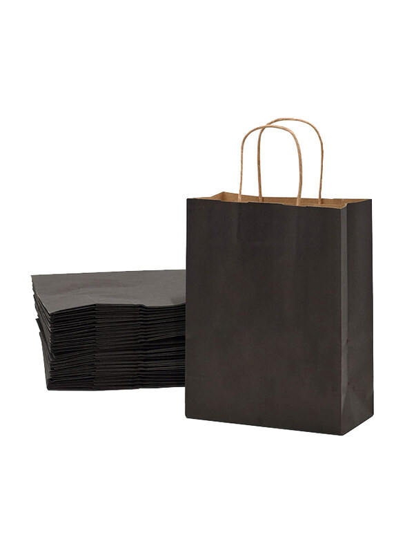 

Markq Paper Bags with Handles, 27 x 22 x 11cm, 12 Pieces, Black