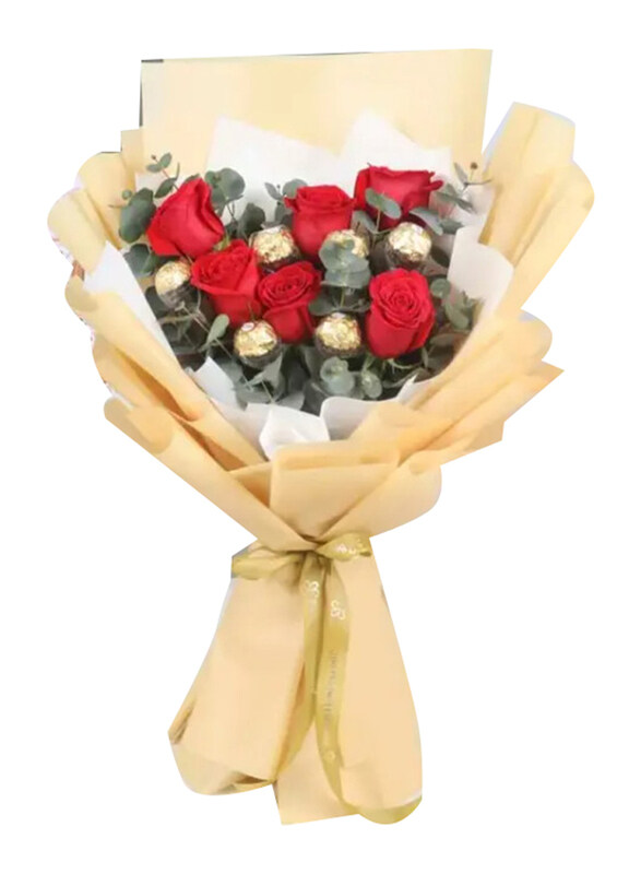 

Generic Lovely 6 Roses & Ferrero Bouquet, Red