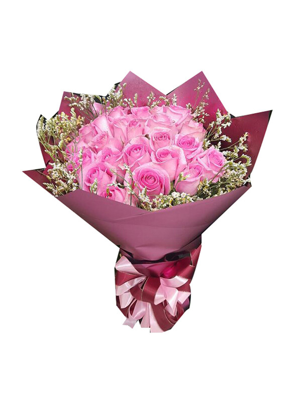 

Carmel Flowers Pink Roses Bunch, 24 Pieces, Pink