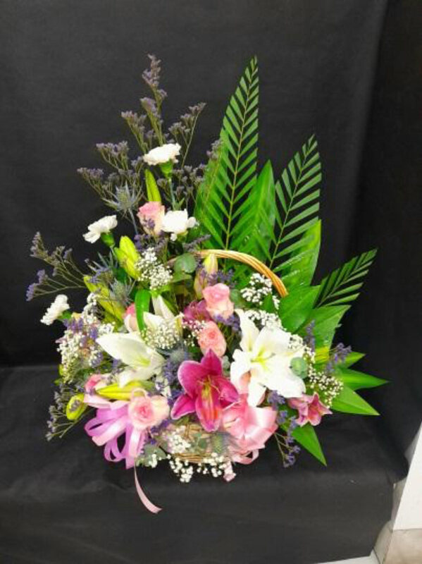 

Carmel Flowers Mixed Flowers Handle Basket Tall Arrangement, Multicolour