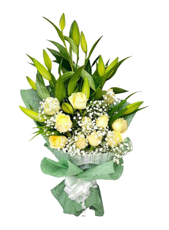 

Carmel Flowers Lilly & Roses Bunch, Yellow
