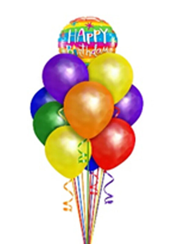 

Carmel Flowers 1 Birthday Foil & 10 Latex, Multicolour