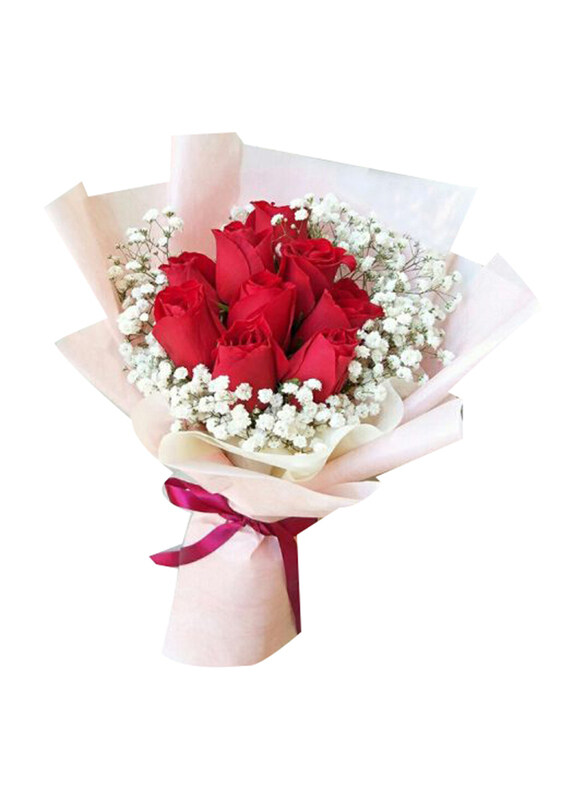 

Carmel Flowers 9 Red Roses with Gypso & Wrapping, Red
