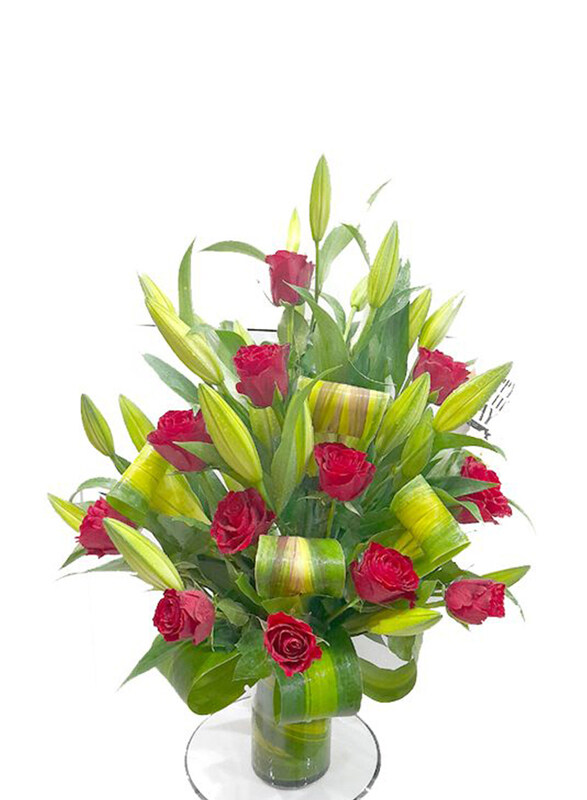 

Carmel Flowers Lilly & Roses Vase, Red