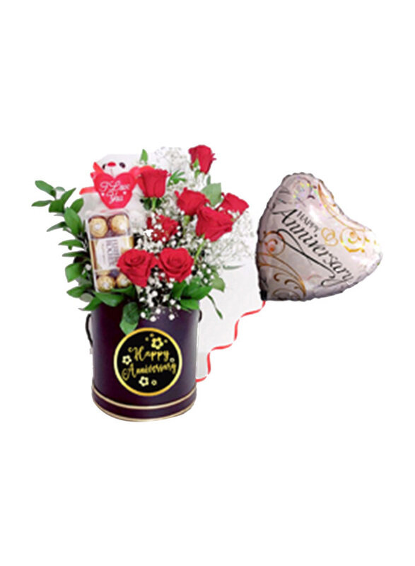 

Carmel Flowers Red Rose With Fillers and Combo Gifts, Multicolour