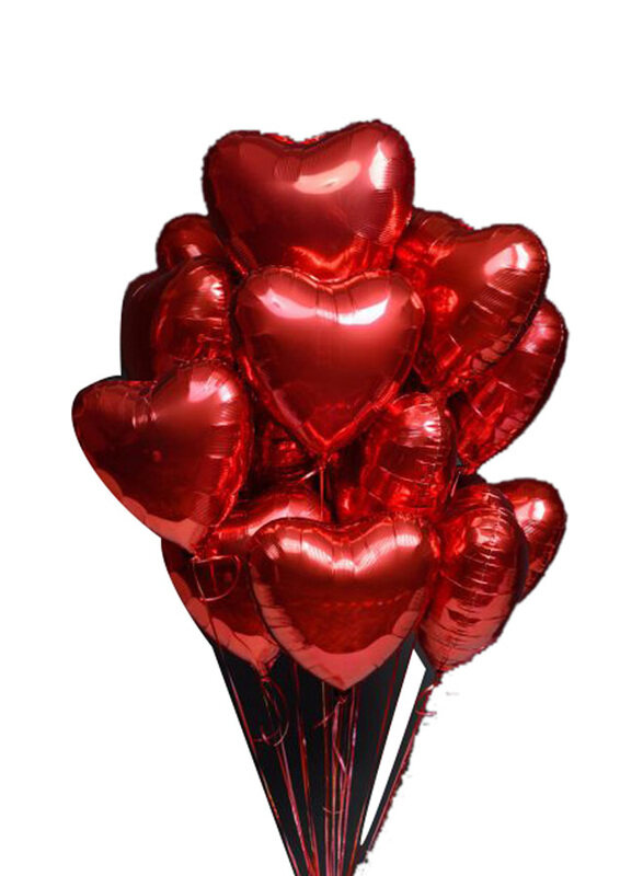 

Carmel Flowers Foil Red Heart Balloons, 10 Pieces, Red