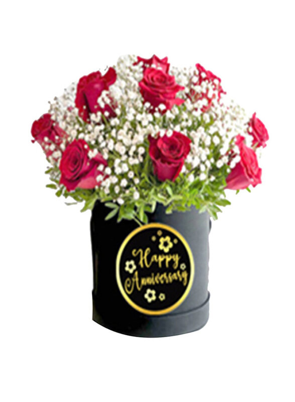 

Carmel Flowers 35 Red Rose With Fillers in a Black Box, Multicolour