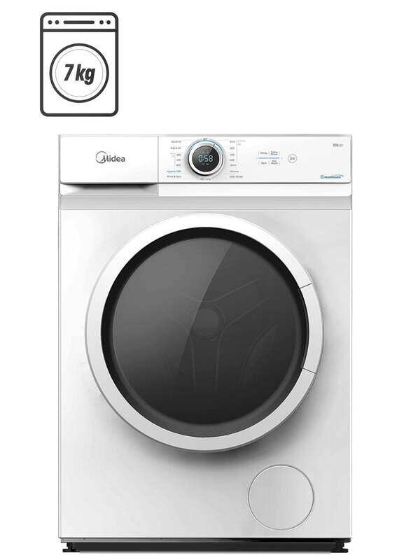 

Midea 7 Kg Front Load Washing Machine With Lunar Dial, 1200 RPM, 15 Programs, Fully Automatic Washer, Digital LED Display, Child Lock, 90 Degree Hygie