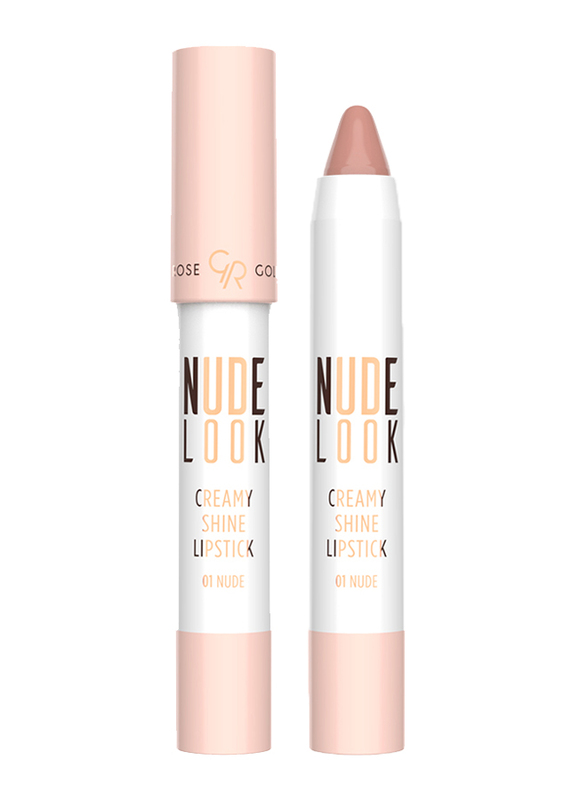 Golden Rose Nude Look Creamy Shine Lipstick, No. 01 Nude, Beige