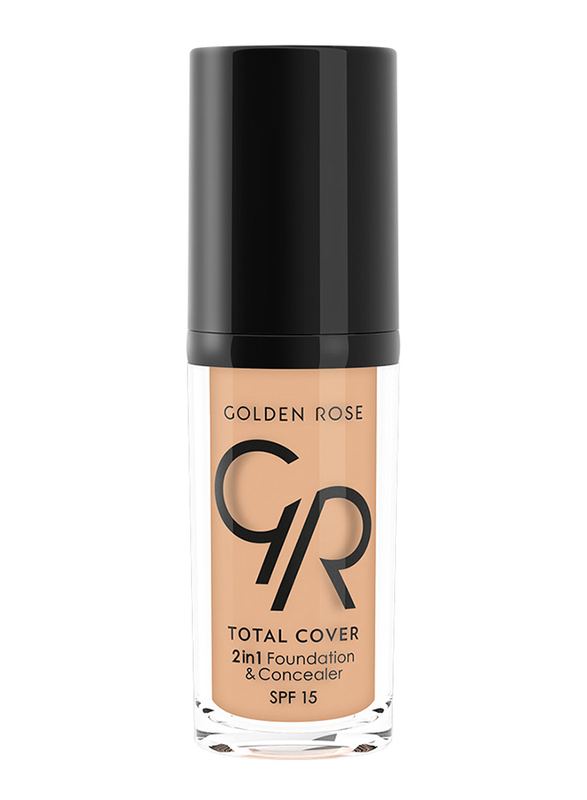Golden Rose Total Cover 2 In 1 Foundation & Concealer, No. 12-Light Beige, Beige