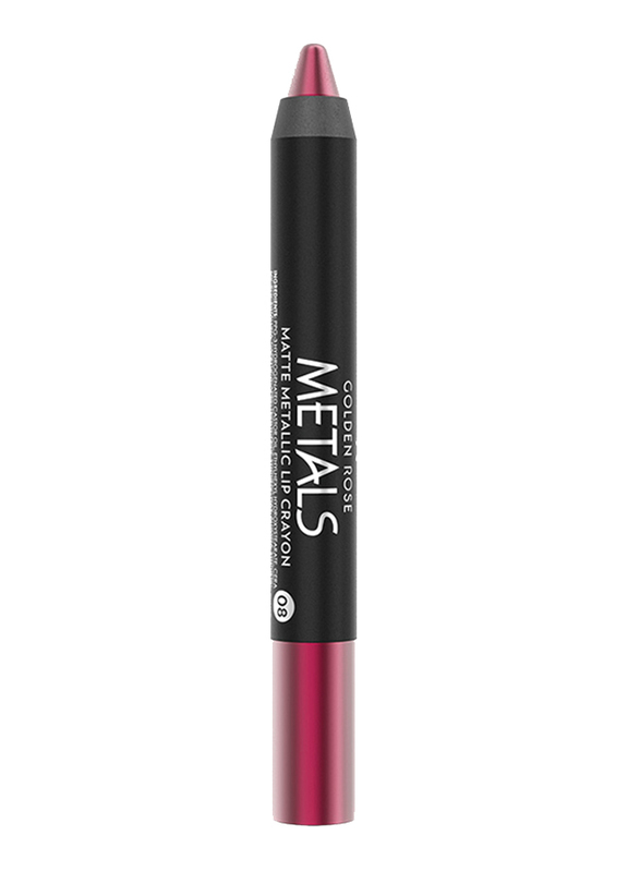 Golden Rose Metals Matte Metallic Crayon Lipstick, No. 08 Cherry, Purple