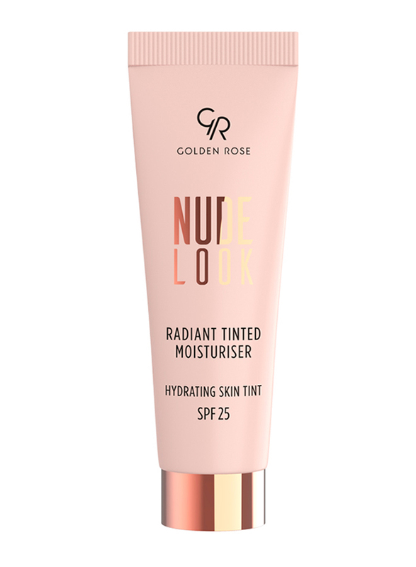 Golden Rose Nude Look Radiant Tinted Moisturizer Hydrating Skin Tint with SPF 25, No. 03 Deep Tint, Brown
