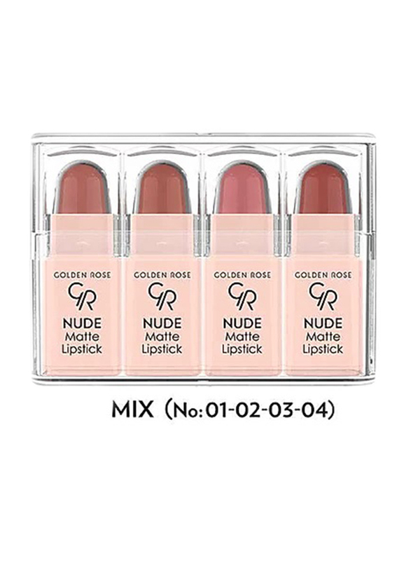 Golden Rose 4-Pieces Nude Matte Lipstick Set, Mix