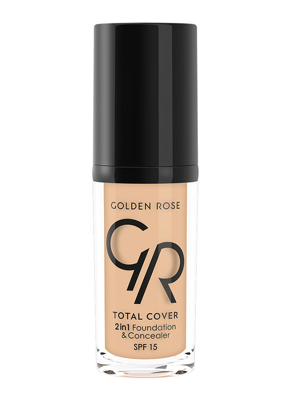 Golden Rose Total Cover 2 In 1 Foundation & Concealer, No. 02-Ivory, Beige