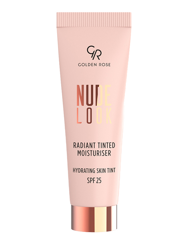 Golden Rose Nude Look Radiant Tinted Moisturizer Hydrating Skin Tint with SPF 25, No. 01 Fair Tint, Brown