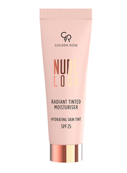 Golden Rose Nude Look Radiant Tinted Moisturizer Hydrating Skin Tint with SPF 25, No. 01 Fair Tint, Brown