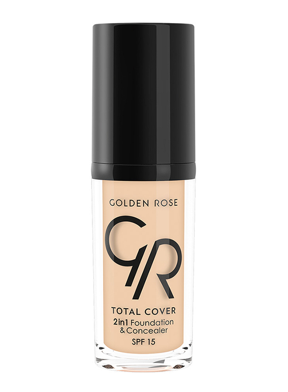 Golden Rose Total Cover 2 In 1 Foundation & Concealer, No. 01-Porcelain, Beige