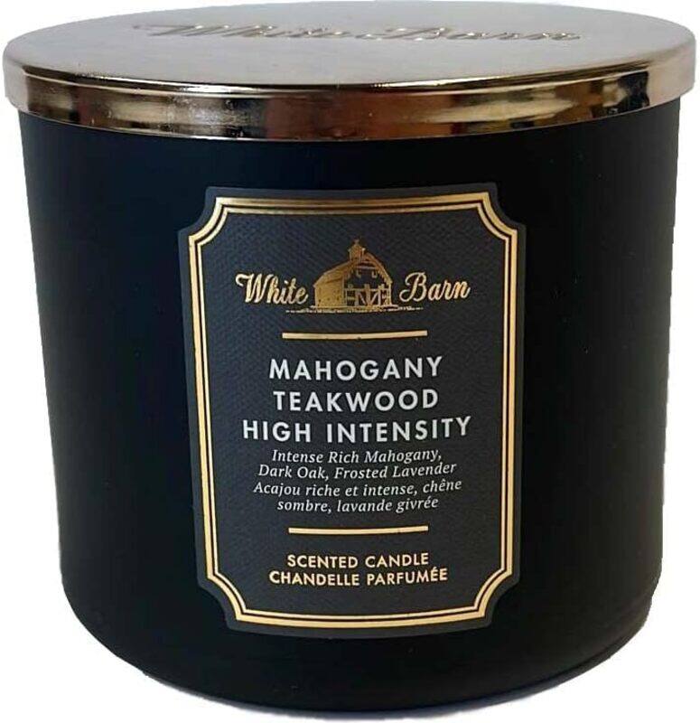 

Bath & Body Works White Barn Candle Company and 3 Wick Scented Candle Essential Oils 14.5 oz Mahogany Teakwood High Intensity Black