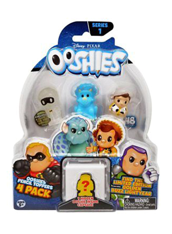 Disney Pixar Ooshies Pencil Toppers Kids Toy, 4 Pieces, Ages 5+