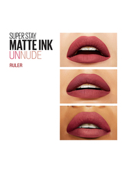 Maybelline New York SuperStay Matte Ink Lipstick, 5ml, 80 Ruler, Red