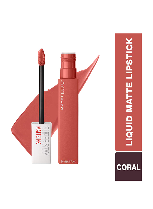 Maybelline New York SuperStay Matte Ink Lipstick, 5ml, 130 Self Starter, Red