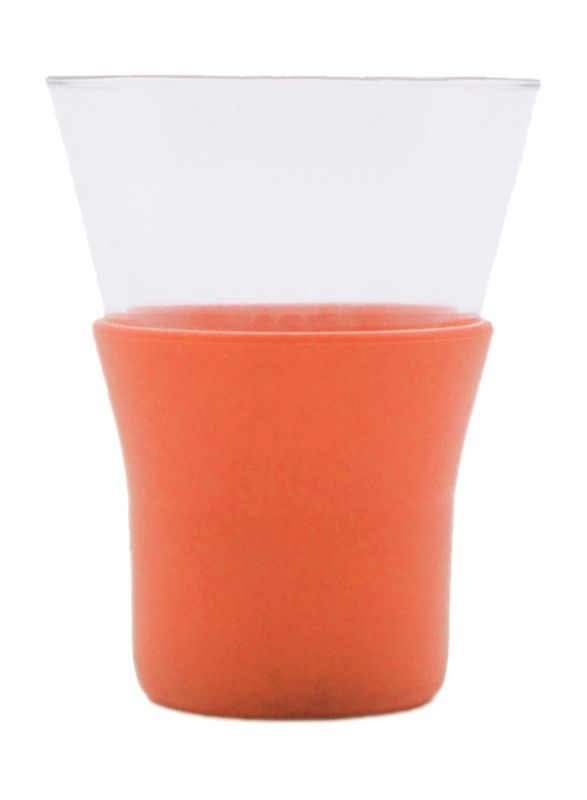 Al Hoora 110ml Glass Ypsilon Brio Caffe with Silicone Cover, 430400O, Orange