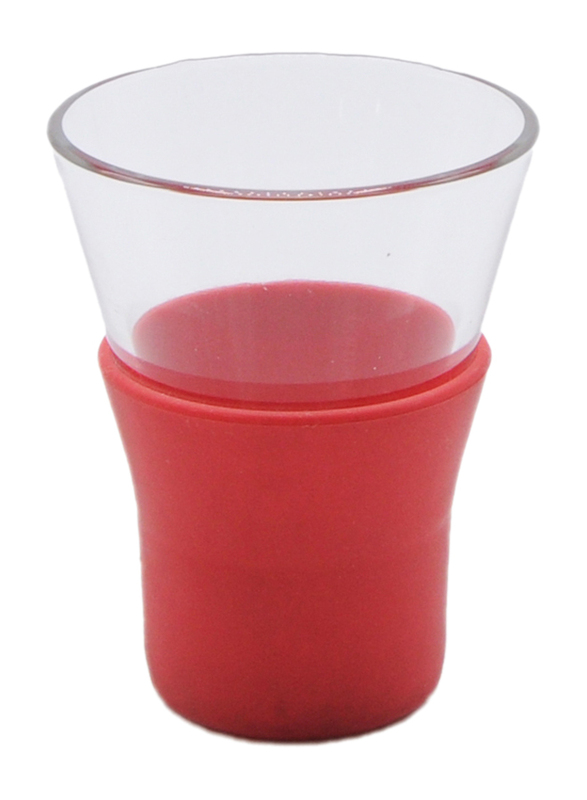 Al Hoora 110ml Glass Ypsilon Brio Caffe with Silicone Cover, 430400R, Red