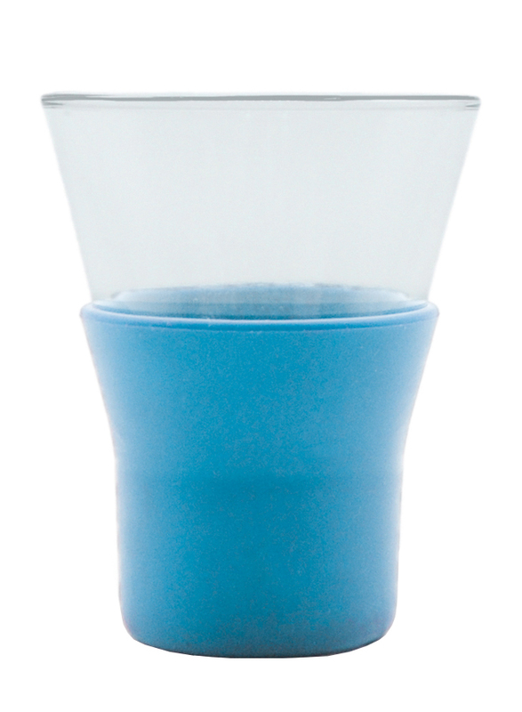 Al Hoora 110ml Glass Ypsilon Brio Caffe with Silicone Cover, 430400B, Blue