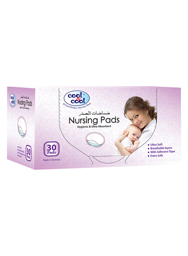 Cool & Cool Hygienic & Ultra Absorbent Nursing Pads, 30 Sheets, White