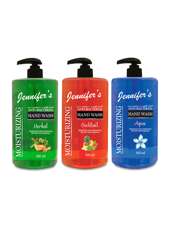 Jennifer's Herbal, Aqua & Cocktail Hand Wash, 500ml, 3 Pieces