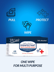 V Care Disinfectant Anti Bacterial Multi Purpose Wipes Set, 48 Sheets, 12 Pieces