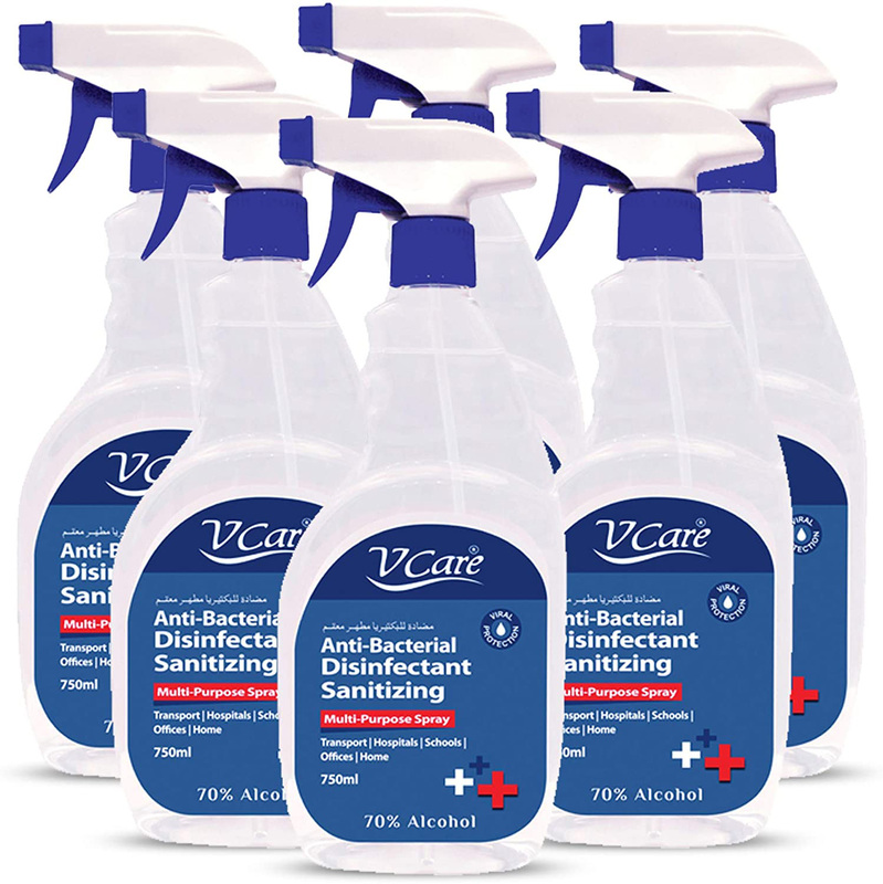 V Care Disinfectant Anti-Bacterial Multi-Purpose Sanitizing Spray, 750ml, 6 Pieces