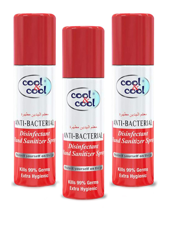 Cool & Cool Disinfectant Hand Sanitizer Spray, 60ml, 3 Pieces