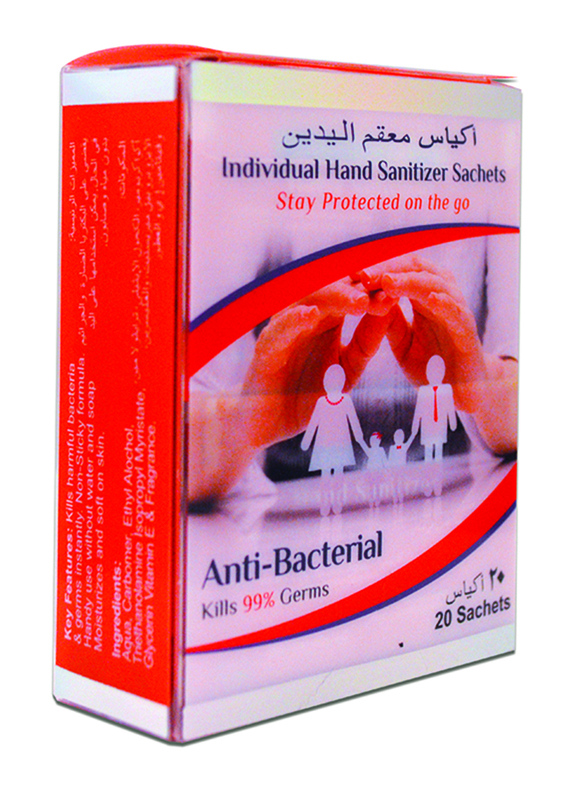 Cool & Cool Disinfectant Anti-Bacterial Hand Sanitizer Sachets, 20 Sachets