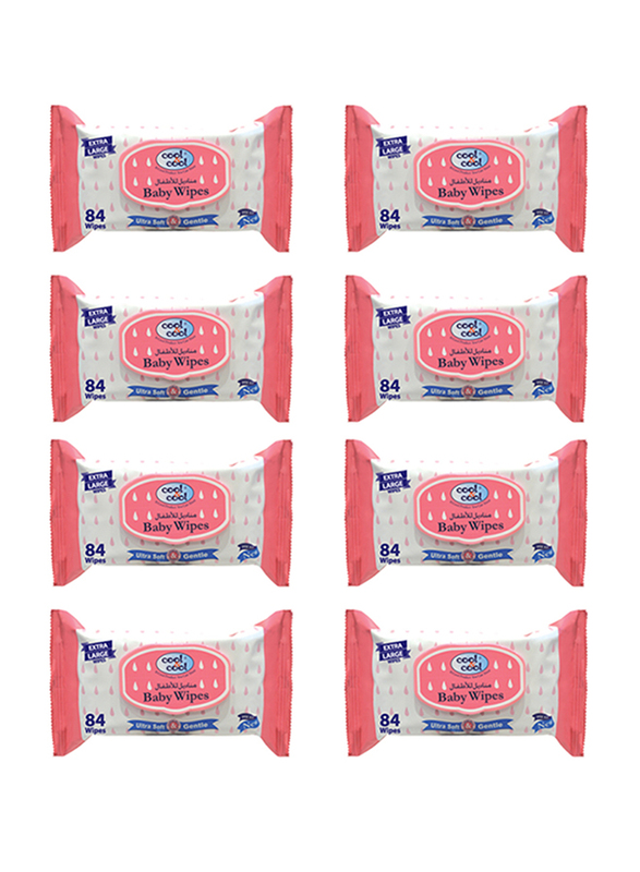 Cool & Cool 8-Pieces Extra Large Size Baby Wipes, 84 Wipes