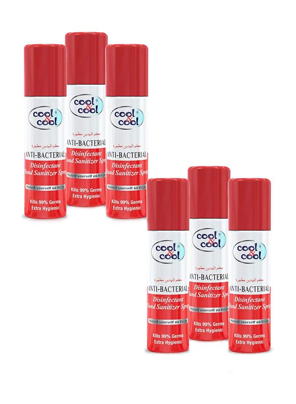 Cool & Cool Disinfectant Hand Sanitizer Spray, 60ml, 6 Pieces