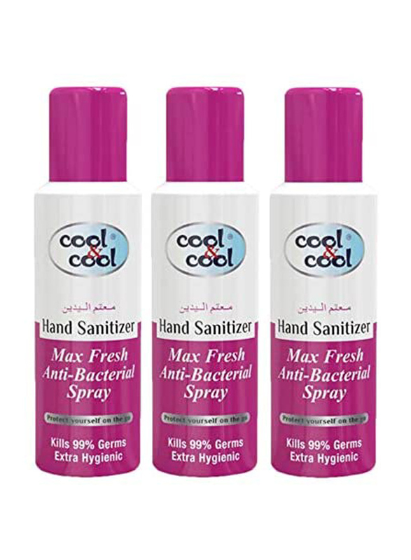 Cool & Cool Max Fresh Hand Sanitizer Spray, 200ml, 3 Pieces