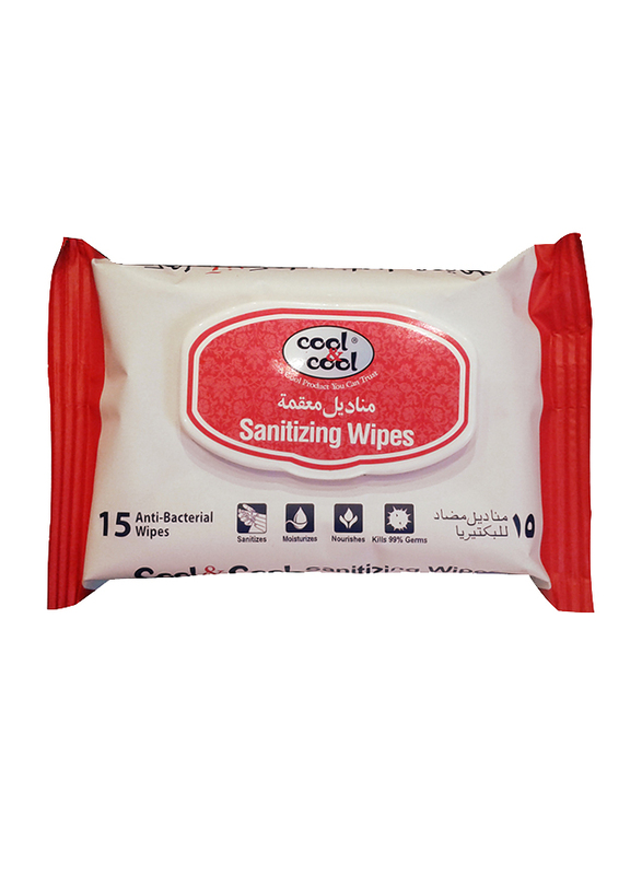 Cool & Cool Sanitizing Wipes, 15 Sheets