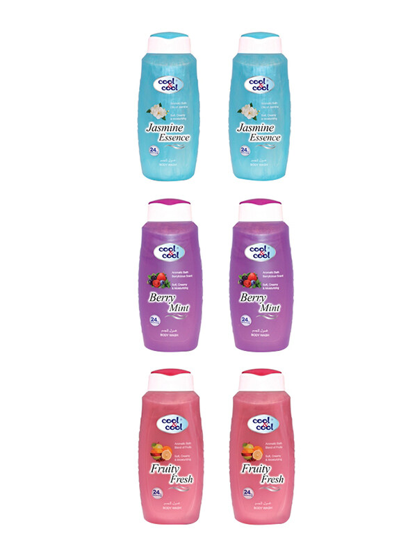 

Cool & Cool Fruity Fresh/Berry Mint/Jasmine Essence Jumbo Offer Body Wash, 500ml, 6 Pieces