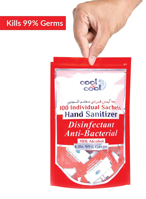 Cool & Cool Disinfectant Anti Bacterial Hand Sanitizer, 100 Sachets