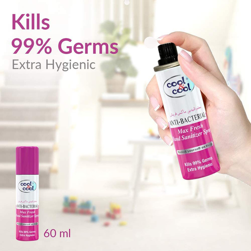 Cool & Cool Max Fresh Hand Sanitizer Spray, 60ml, 6 Pieces