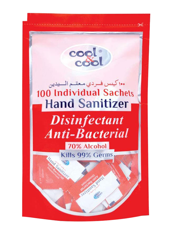 Cool & Cool Disinfectant Anti Bacterial Hand Sanitizer, 100 Sachets