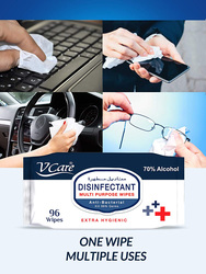 V Care Disinfectant Anti Bacterial Multi Purpose Wipes Set, 96 Sheets, 6 Pieces